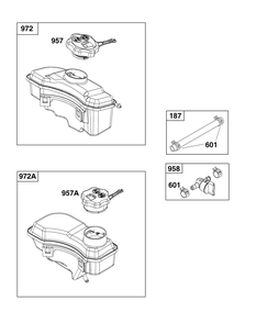 Fuel Supply Group Diagram and Parts List for 123P02-0097-F1 100000 - 19Z999 Briggs and Stratton Engine